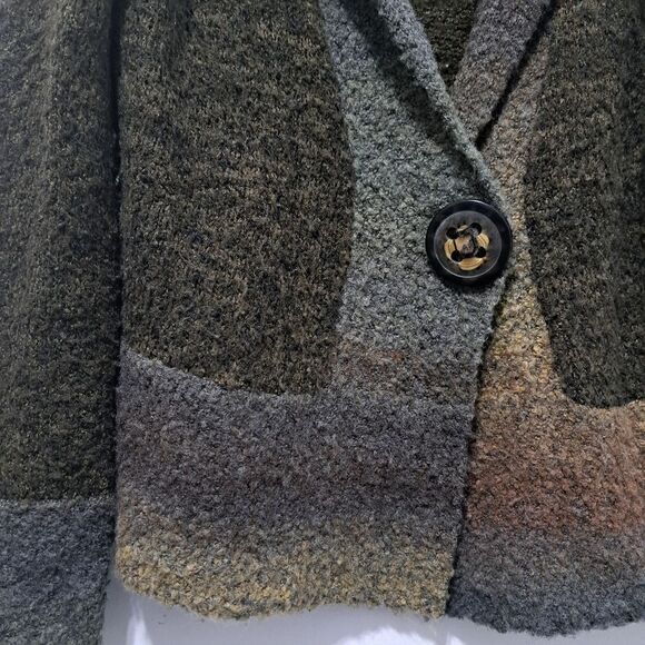 Curio Ombre Wool Blend Grannycore Cozy Cardigan Large Gray Multi-color - Picture 13 of 16